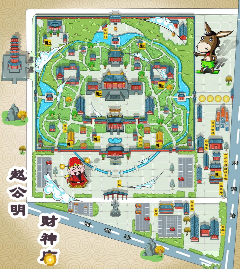 浏阳寺庙类手绘地图